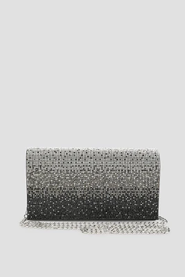 Ardene Ombre Rhinestone Clutch in Black | Polyester