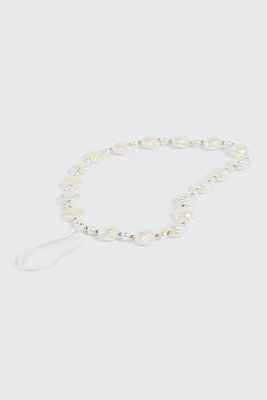 Ardene Pearl & Seashell Beaded Phone Charm in White