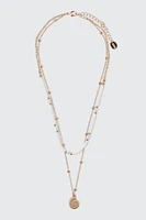 Ardene 2-Row Beaded & Snail Chain Necklace in Gold