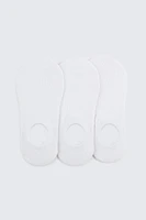 Ardene 3-Pack Cotton Blend Shoe Liners in White | Polyester/Spandex/Cotton