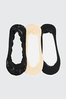 Ardene 3-Pack Lace Shoe Liners | Spandex/Cotton/Polyamide