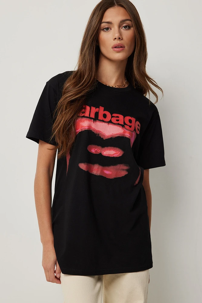 Ardene Oversized Garbage Graphic T-Shirt in Black | Size | 100% Cotton