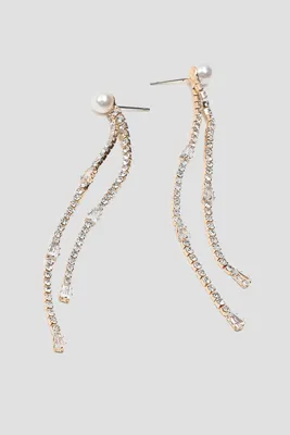 Ardene Stone & Pearl Drop Earrings in Gold | Stainless Steel
