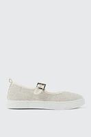 Ardene Recycled Hem Mary Jane Sneakers in White | Size | Eco-Conscious