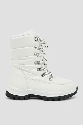 Ardene Snow Boots in White | Size | Faux Leather/Nylon | Microfiber