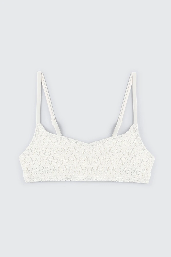 Ardene Kids Crochet Bikini Top in White | Size | Polyester/Spandex/Elastane