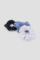 Ardene 3-Pack Ribbed Scrunchies in Medium Blue