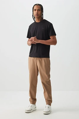 Ardene Man Solid Sports Joggers For Men in Brown | Size | Polyester/Elastane