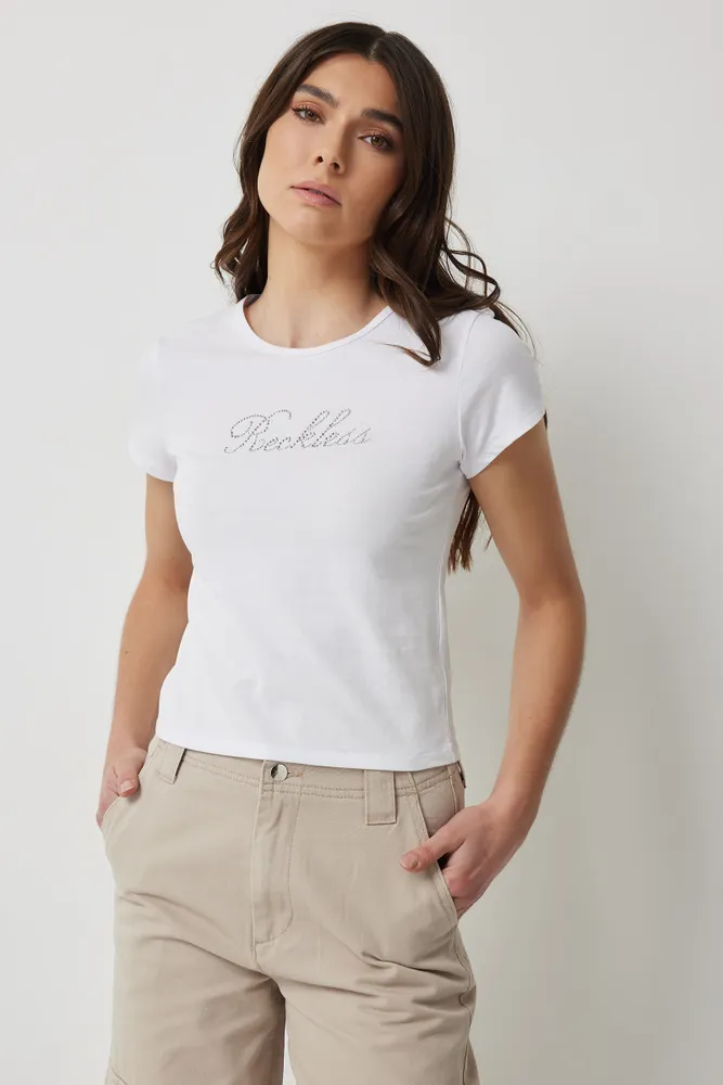 Ardene Fitted Cap Sleeve T-Shirt in | Size | Cotton/Elastane