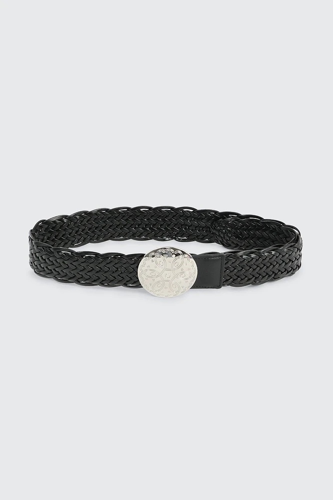 Ardene Braided Western Waist Belt in Black | Size
