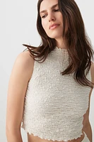 Ardene Textured Mock Neck Tank in | Size | Polyester/Cotton/Elastane