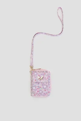 Ardene Unicorn Crossbody Wallet in Light Pink