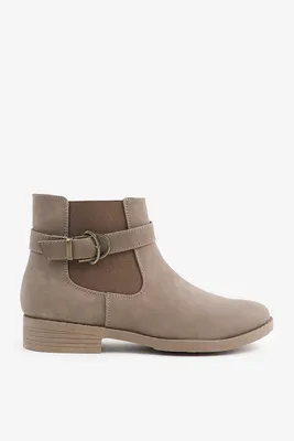 Ardene Chelsea Boots with Accent Buckle in Beige | Size