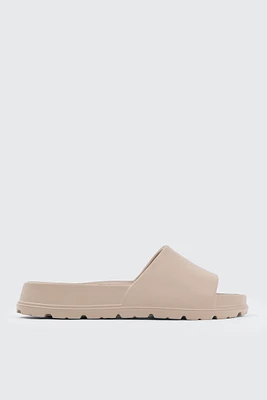Ardene Chunky Sole Slides in Beige | Size