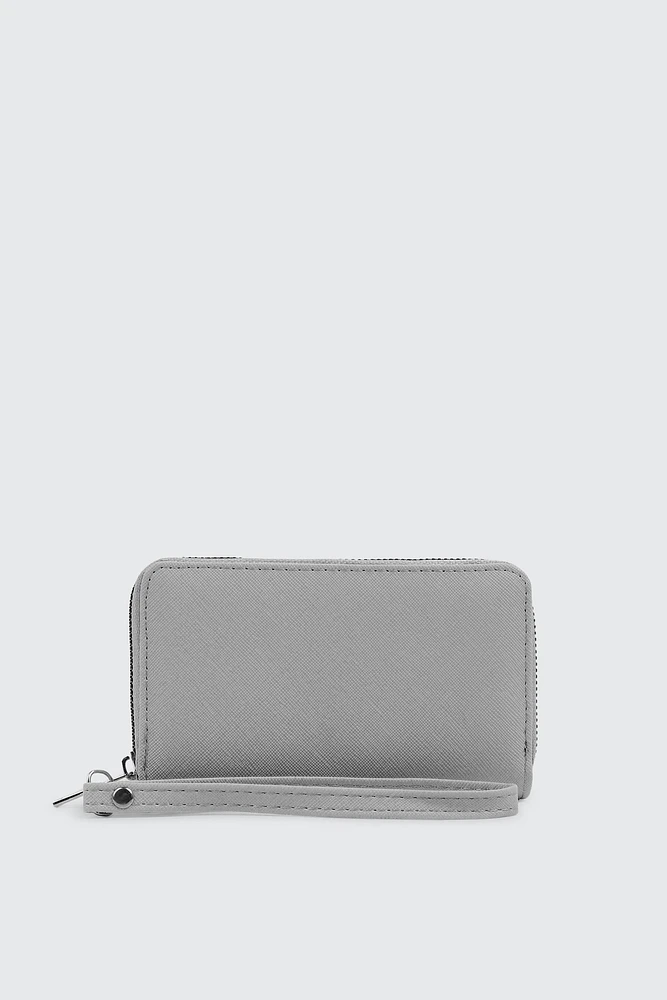 Ardene Small Accordion Wallet in Grey | Faux Leather/Polyester