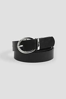 Ardene Oval Buckle Belt in Black | Size | Faux Leather