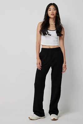 Ardene Straight Leg Sweatpants in Black | Size | Polyester/Cotton | Fleece-Lined