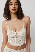 Ardene Mesh Bustier Top in Beige | Size | Polyester/Elastane