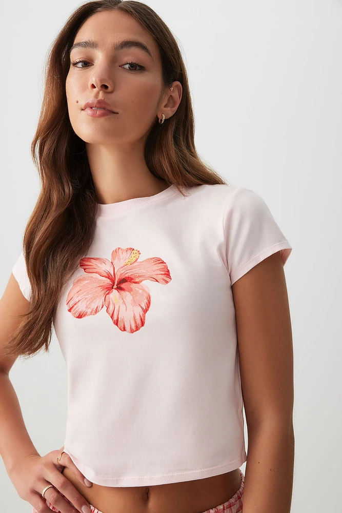 Ardene Graphic PJ Top in Light | Size | Cotton/Elastane | Eco-Conscious