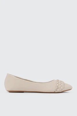 Ardene Braided Strap Ballet Flats in Beige | Size | Faux Suede | Eco-Conscious