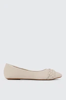 Ardene Braided Strap Ballet Flats in Beige | Size | Faux Suede | Eco-Conscious