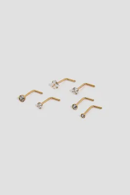 Ardene 6-Pack Square Stone Nose Studs in Gold