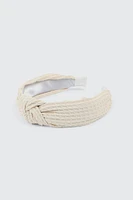 Ardene Waffle Knit Knotted Headband in White | Polyester