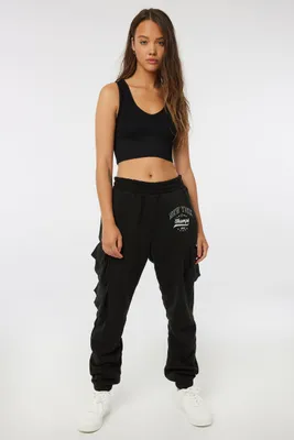 Ardene Cargo Sweatpants with Embroidery in | Size | Polyester