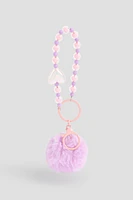 Ardene Kids Pompom Beaded Keychain in Medium Purple