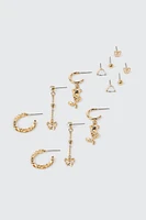 Ardene 6-Pack Assorted Studs & Hoop Earrings in Gold | Stainless Steel