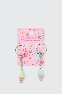 Ardene Kids 2-Pack BFF Ice Cream Keychains in Light Pink