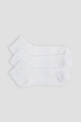 Ardene 3-Pack Athletic Demi Crew Socks in White | Polyester/Spandex