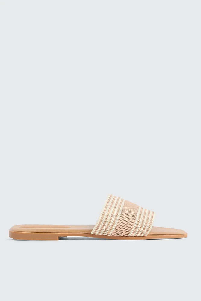 Ardene One Band Flat Sandals in Beige | Size