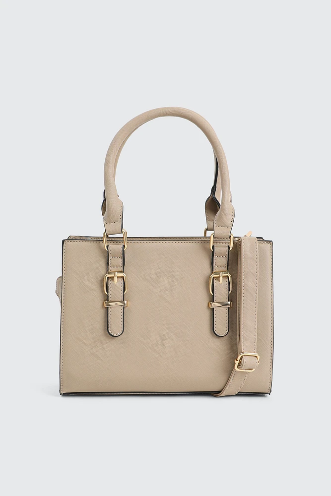 Ardene Small Tote Bag in Beige | Faux Leather/Polyester