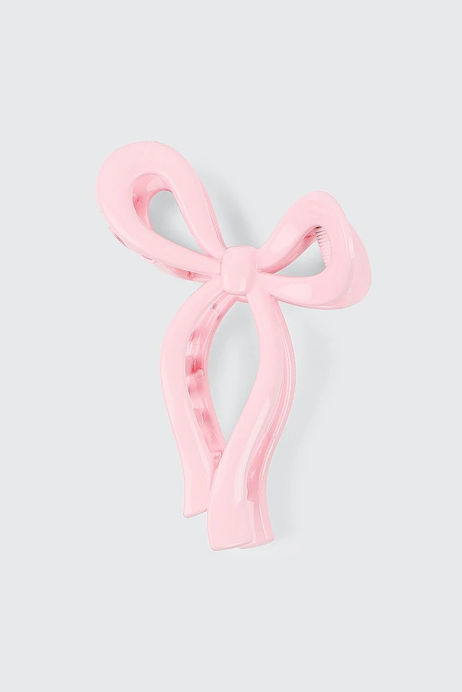 Ardene Pink Bow Hair Claw in Light Pink