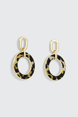 Ardene Leopard Hoop Link Earrings in Gold | Stainless Steel