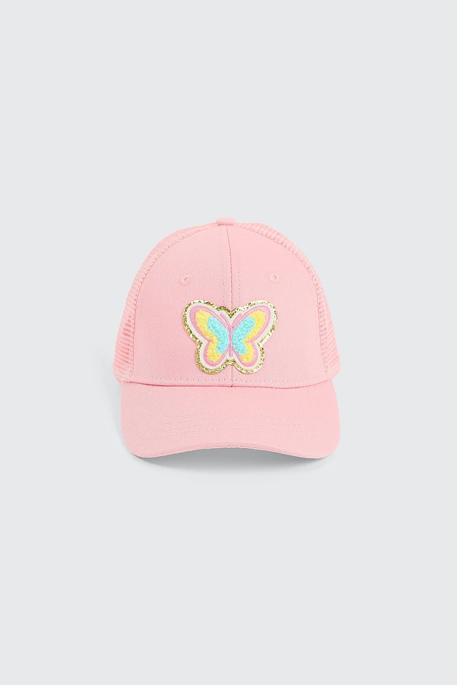 Ardene Kids Butterfly Trucker Cap in Light Pink