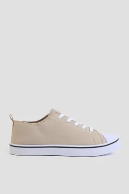 Ardene Low Top Sneakers with Toe Cap in Beige | Size | Eco-Conscious