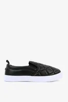 Ardene Quilted Slip-On Sneakers in Black | Size | Faux Leather
