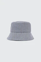 Ardene Striped Bucket Hat in Dark Blue | 100% Cotton