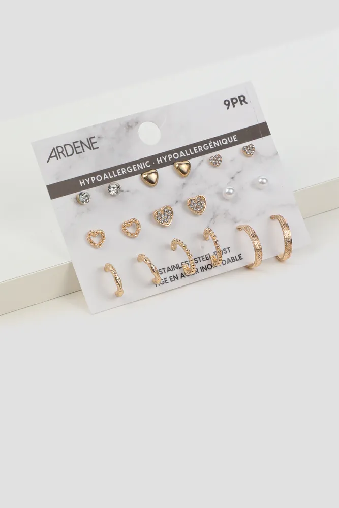 9-Pack of Assorted Stud Earrings