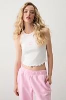 Ardene Pointelle Crop Tank Top in White | Size | Polyester/Cotton/Elastane
