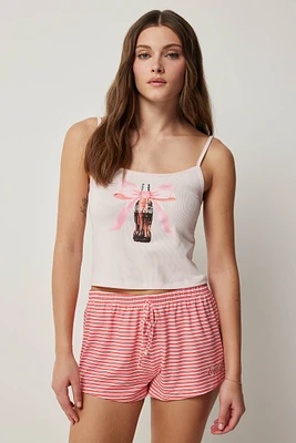 Ardene Coca-Cola PJ Set in Light Pink | Size | Polyester/Spandex