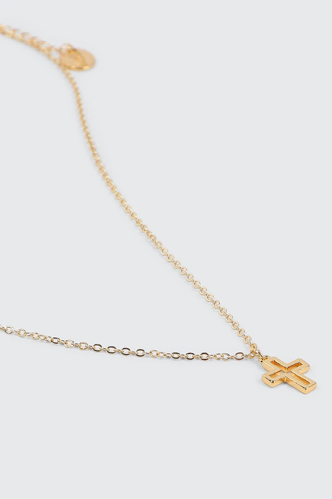 Ardene 14K Gold Plated Cross Necklace