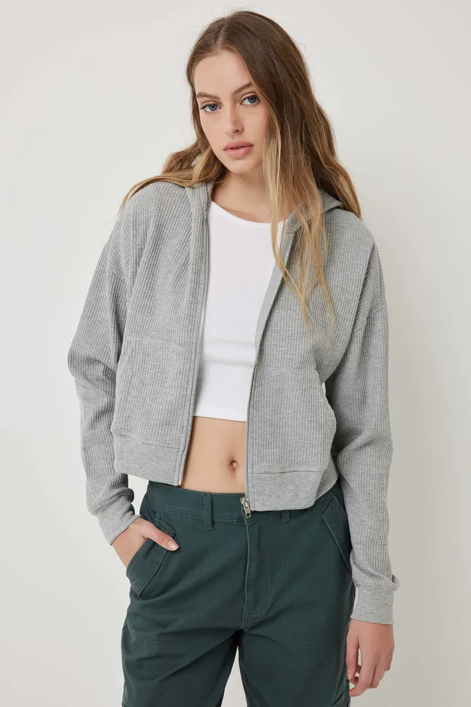 Ardene Destination Sweatpants in Light Grey, Size, Polyester/Cotton, Fleece-Lined