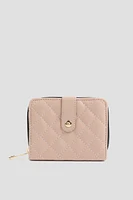 Ardene Quilted Wallet in Light Pink | Faux Leather/Polyester