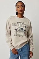 Ardene Graphic Sweatshirt in Beige | Size | Polyester/Cotton | Fleece-Lined