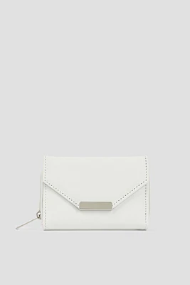 Ardene Small Envelope Wallet in White | Faux Leather