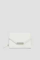 Ardene Small Envelope Wallet in White | Faux Leather