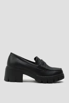 Ardene Lug Sole Loafers in | Size | Faux Leather